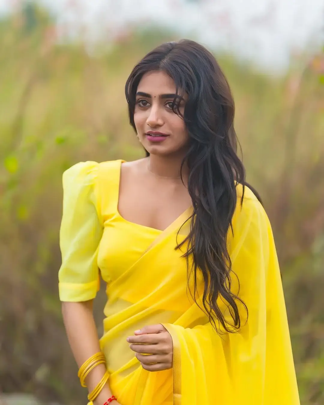 Beautiful Youtube Actress Nayani Pavani In Yellow Saree